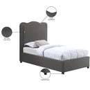 Meridian Felix Grey Linen Textured Fabric Twin Bed IMAGE 9