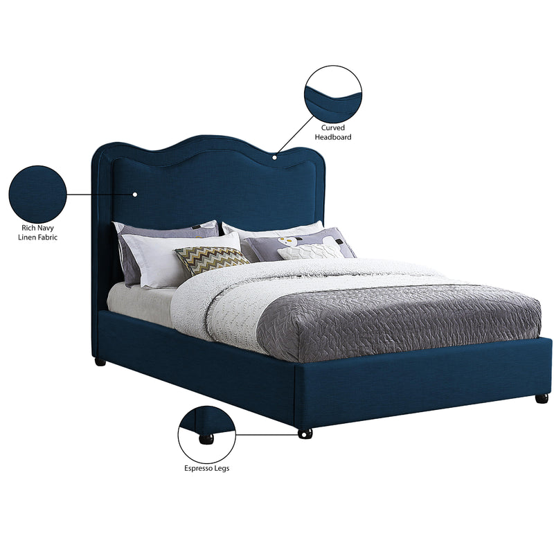 Meridian Felix Navy Linen Textured Fabric Full Bed IMAGE 9