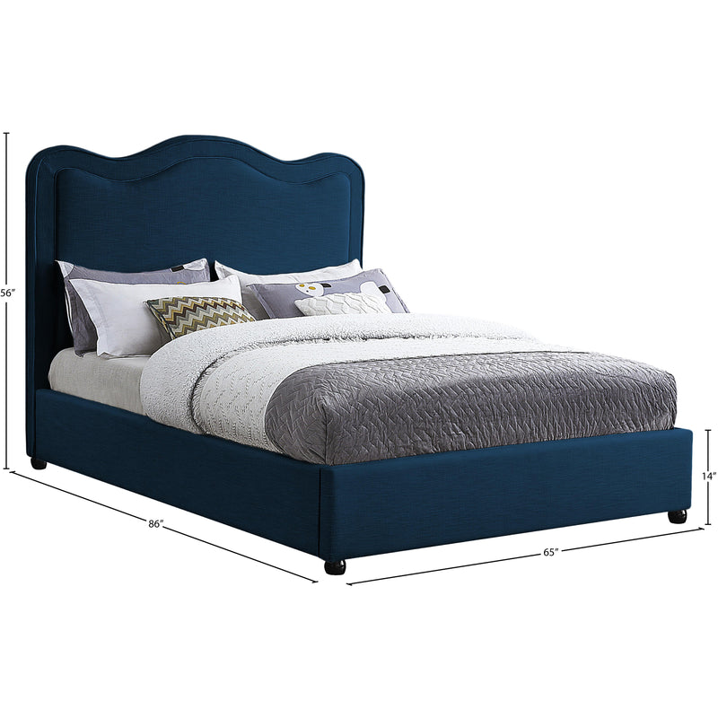 Meridian Felix Navy Linen Textured Fabric Queen Bed IMAGE 8