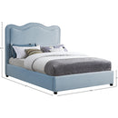 Meridian Felix Light Blue Linen Textured Fabric Full Bed IMAGE 8