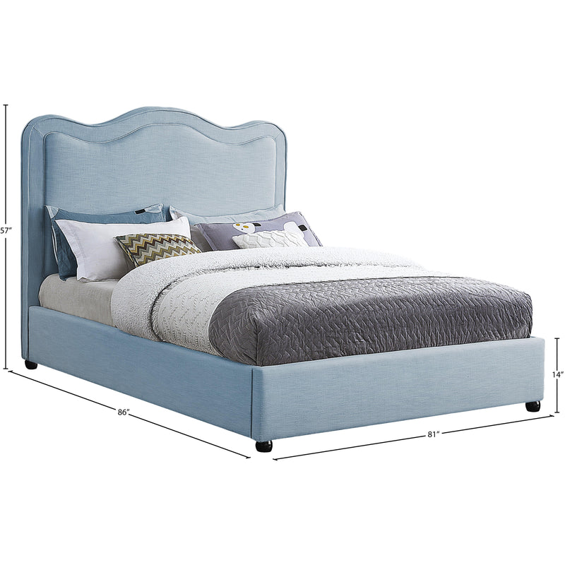 Meridian Felix Light Blue Linen Textured Fabric King Bed IMAGE 8