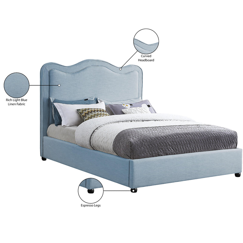 Meridian Felix Light Blue Linen Textured Fabric King Bed IMAGE 9