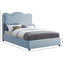 Meridian Felix Light Blue Linen Textured Fabric Queen Bed IMAGE 8