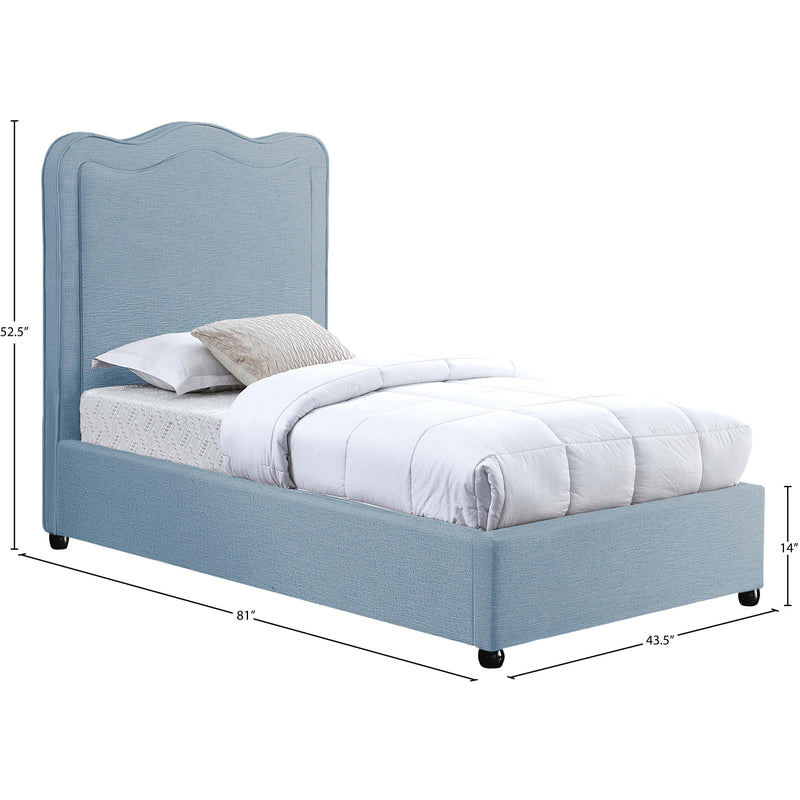 Meridian Felix Light Blue Linen Textured Fabric Twin Bed IMAGE 8