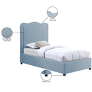 Meridian Felix Light Blue Linen Textured Fabric Twin Bed IMAGE 9