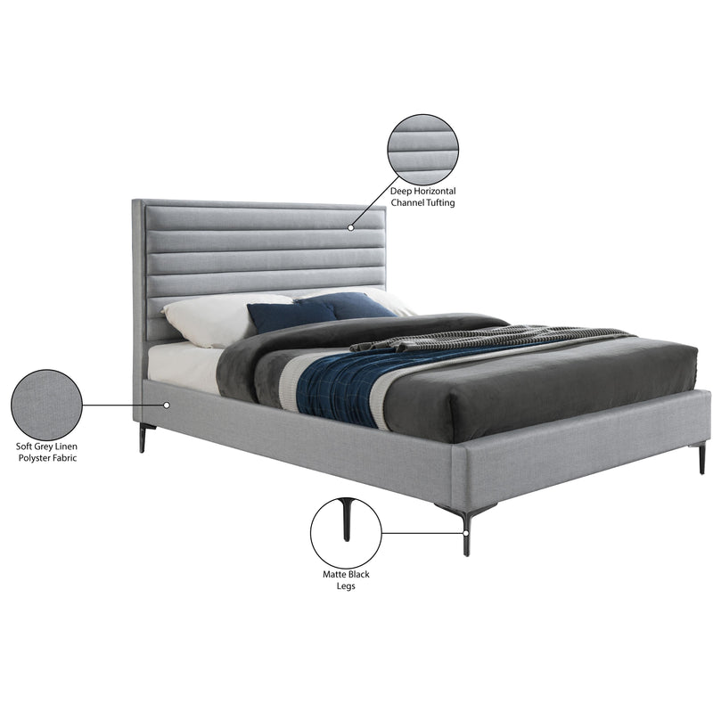 Meridian Hunter Grey Linen Textured King Bed IMAGE 11