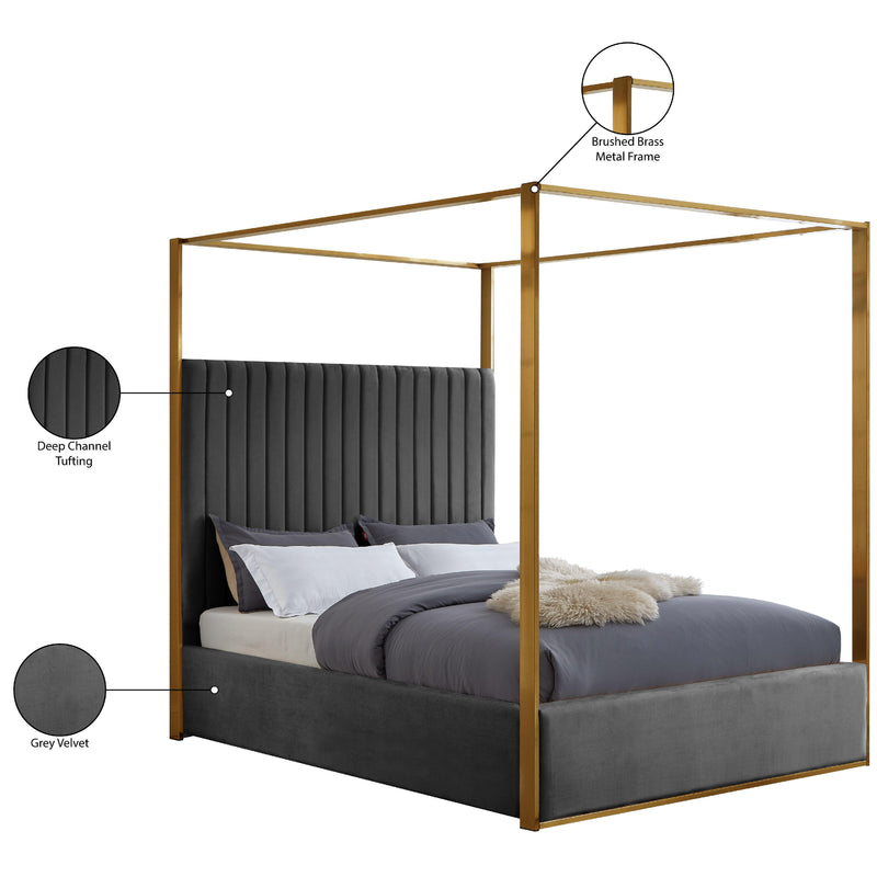 Meridian Jones Grey Velvet Queen Bed IMAGE 8