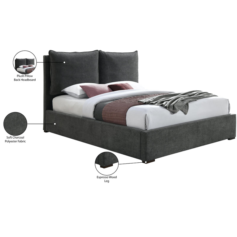 Meridian Misha Pepper Black Polyester Fabric Queen Bed (3 Boxes) IMAGE 11