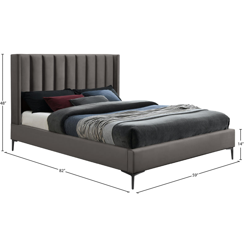 Meridian Nadia Grey Velvet Full Bed IMAGE 10