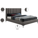Meridian Nadia Grey Velvet Queen Bed IMAGE 11