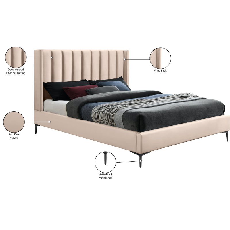Meridian Nadia Pink Velvet Full Bed IMAGE 11