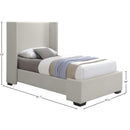 Meridian Oxford Beige Linen Textured Fabric Twin Bed (3 Boxes) IMAGE 9