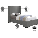 Meridian Oxford Grey Linen Textured Fabric Twin Bed (3 Boxes) IMAGE 10