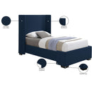 Meridian Oxford Navy Linen Textured Fabric Twin Bed (3 Boxes) IMAGE 10