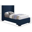 Meridian Oxford Navy Linen Textured Fabric Twin Bed (3 Boxes) IMAGE 9