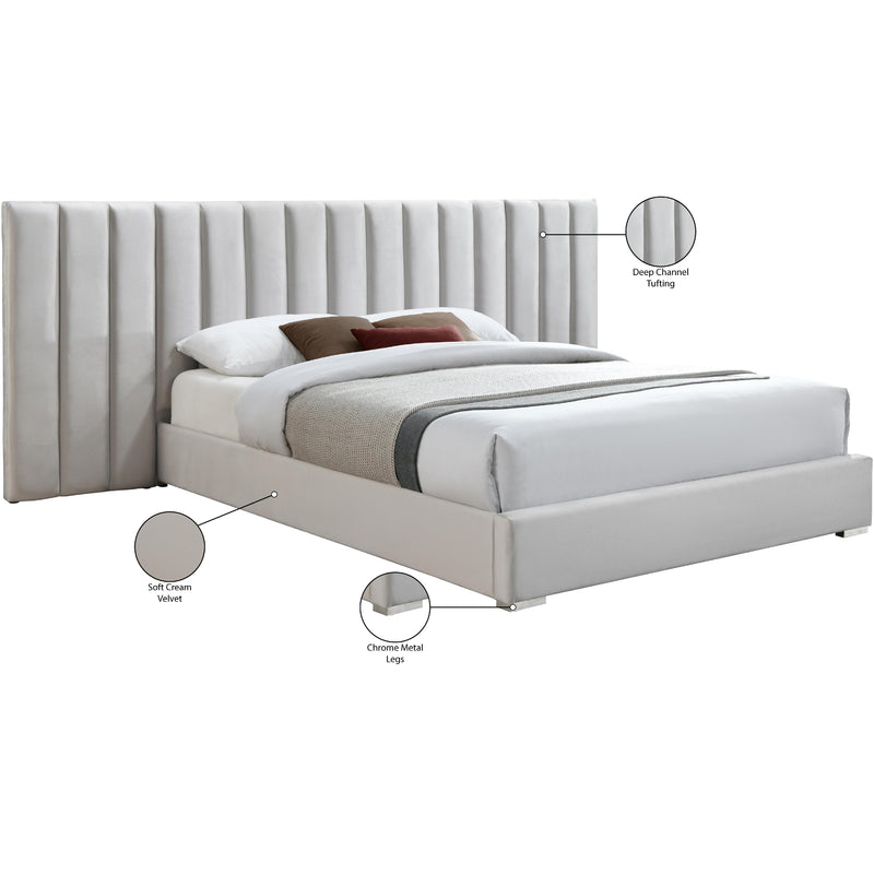 Meridian Pablo Cream Velvet King Bed IMAGE 11