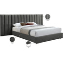 Meridian Pablo Grey Velvet Queen Bed IMAGE 11