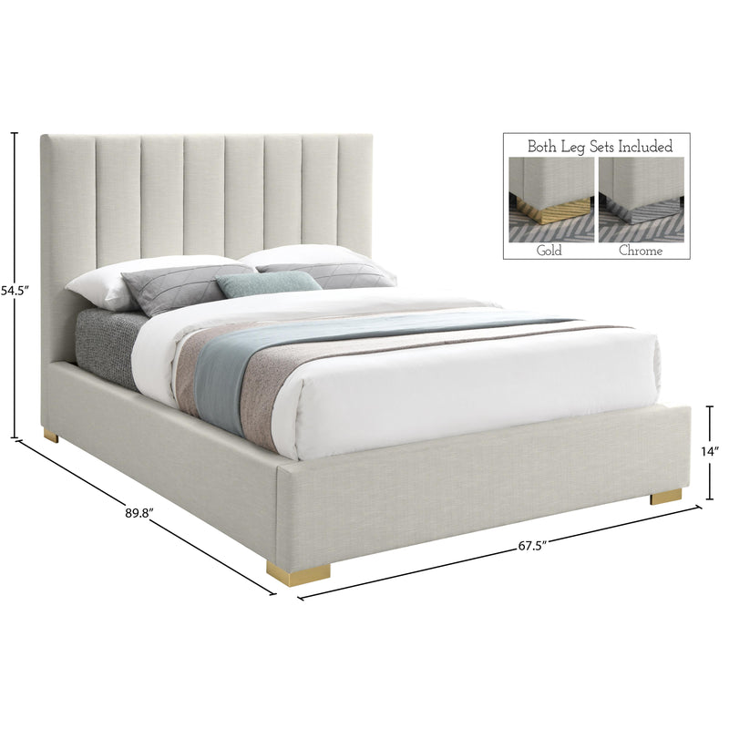 Meridian Pierce Beige Linen Textured Fabric Queen Bed IMAGE 17
