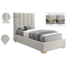 Meridian Pierce Beige Linen Textured Fabric Twin Bed IMAGE 18