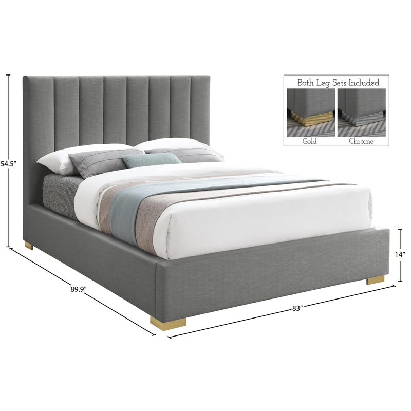 Meridian Pierce Grey Linen Textured Fabric King Bed IMAGE 17