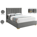 Meridian Pierce Grey Linen Textured Fabric Queen Bed IMAGE 18