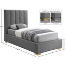 Meridian Pierce Grey Linen Textured Fabric Twin Bed IMAGE 17