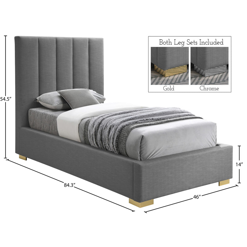 Meridian Pierce Grey Linen Textured Fabric Twin Bed IMAGE 17