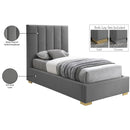 Meridian Pierce Grey Linen Textured Fabric Twin Bed IMAGE 18