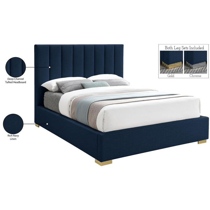 Meridian Pierce Navy Linen Textured Fabric King Bed IMAGE 18