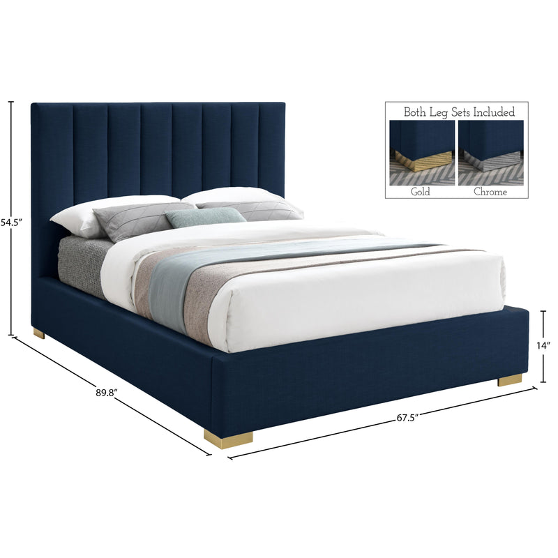 Meridian Pierce Navy Linen Textured Fabric Queen Bed IMAGE 17