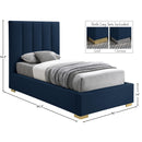 Meridian Pierce Navy Linen Textured Fabric Twin Bed IMAGE 17