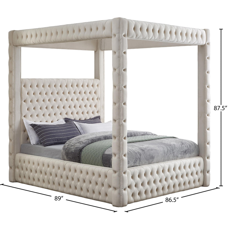 Meridian Royal Beige Velvet King Bed (4 Boxes) IMAGE 7