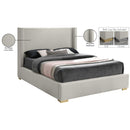 Meridian Royce Beige Linen Textured Fabric Queen Bed (3 Boxes) IMAGE 17