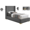 Meridian Royce Grey Linen Textured Fabric Twin Bed (3 Boxes) IMAGE 17