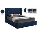 Meridian Royce Navy Linen Textured Fabric Queen Bed (3 Boxes) IMAGE 17