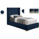 Meridian Royce Navy Linen Textured Fabric Twin Bed (3 Boxes) IMAGE 17