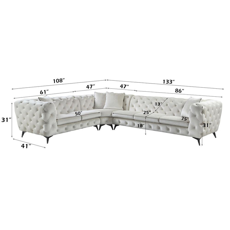 Acme Furniture Atronia LV01160 Sectional Sofa with 4 Pillows IMAGE 9