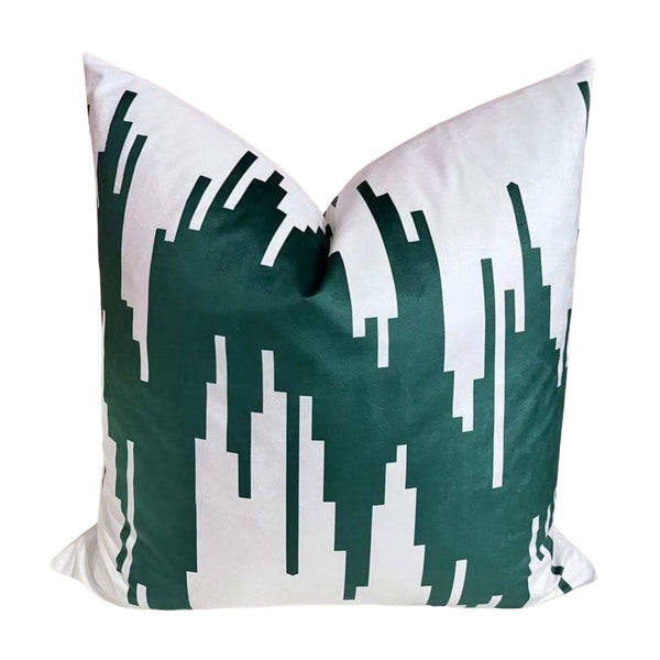 ABSTRACT 22x22 PILLOW COVER-GREEN &WHITE