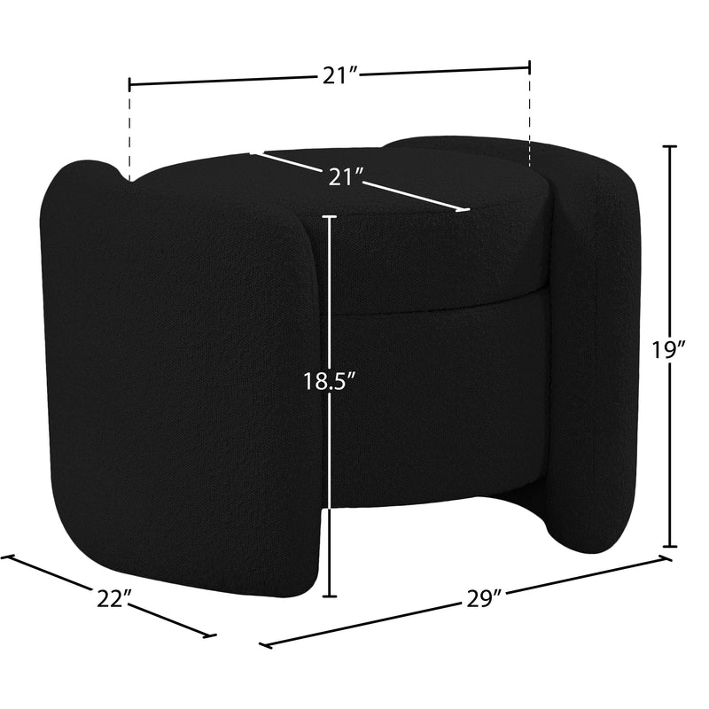 Meridian Horizon Black Boucle Fabric Ottoman IMAGE 9