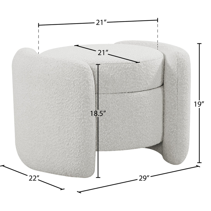 Meridian Horizon Cream Boucle Fabric Ottoman IMAGE 9