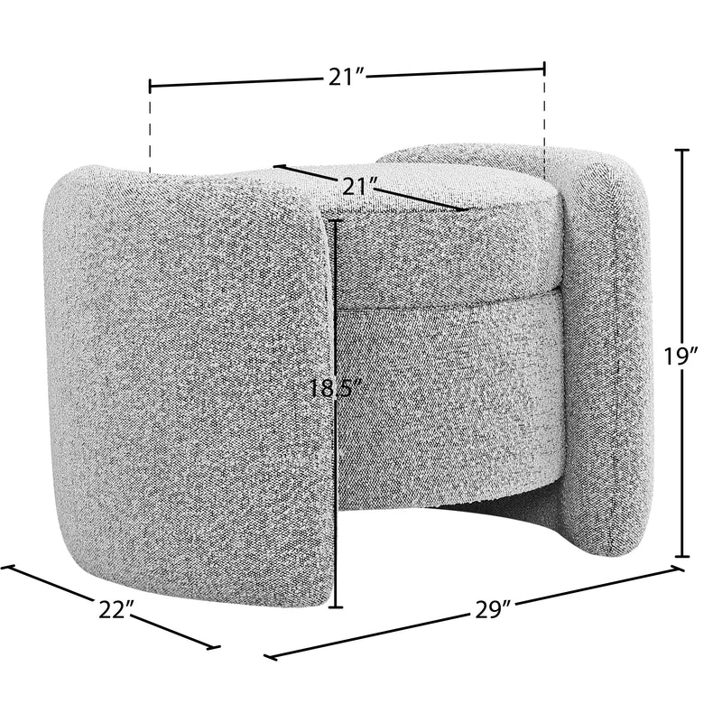 Meridian Horizon Grey Boucle Fabric Ottoman IMAGE 9