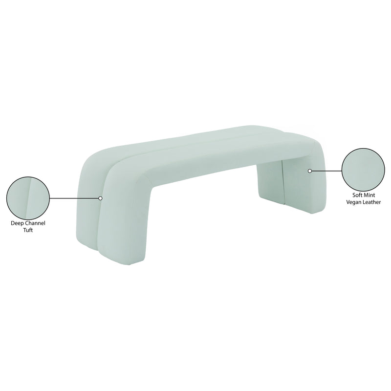 Meridian Arc Mint Vegan Leather Bench IMAGE 6