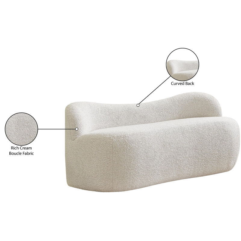 Meridian Flair Cream Boucle Fabric Bench IMAGE 11