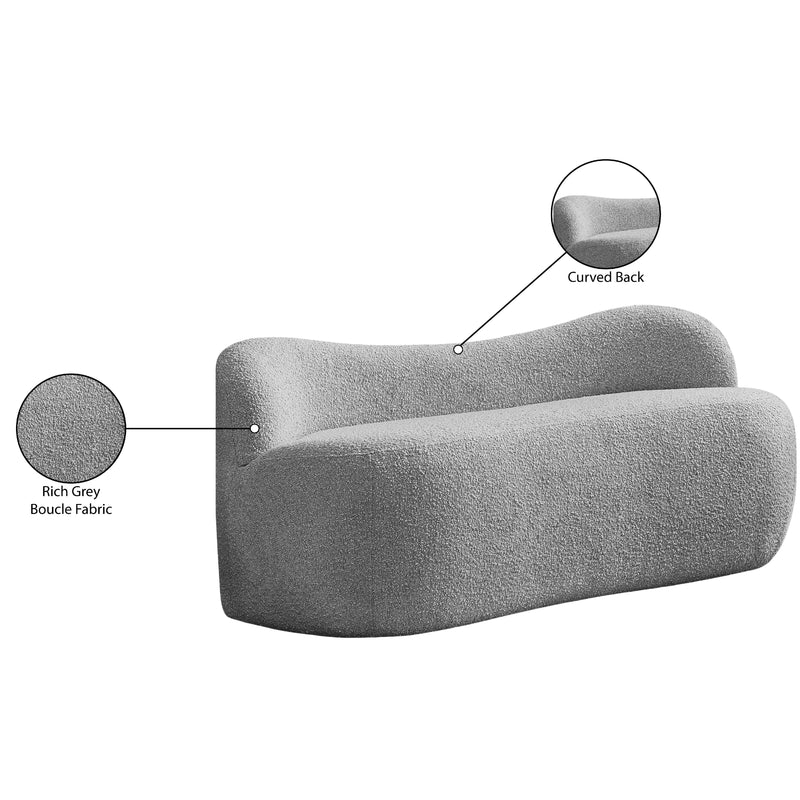 Meridian Flair Grey Boucle Fabric Bench IMAGE 11