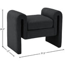 Meridian Stylus Black Boucle Fabric Bench IMAGE 6