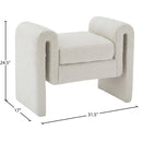 Meridian Stylus Cream Boucle Fabric Bench IMAGE 6