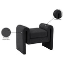 Meridian Stylus Cream Boucle Fabric Bench IMAGE 7