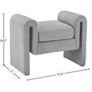 Meridian Stylus Grey Boucle Fabric Bench IMAGE 6