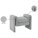 Meridian Stylus Grey Boucle Fabric Bench IMAGE 7