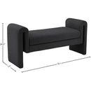 Meridian Stylus Black Boucle Fabric Bench IMAGE 6